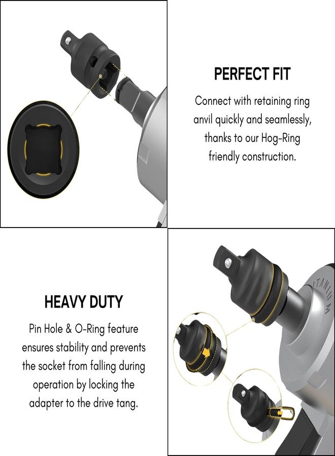 Inditrust 6PCS Pneumatic Air Impact Adapter And Reducer Socket Set Female To Male or Male to Female Convertor 1/4", 3/8", 1/2" & 3/4" Square Drive, Chrome Vanadium Steel - Image 5